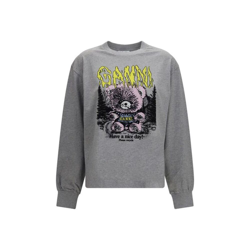 Ganni Gray Cotton Women's Sweatshirt